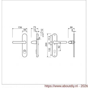 Ami VHB 250/15-386 KT veiligheids Rotaveer kruk-kruk langschildgarnituur SKG*** kerntrekbeveiliging ovaal VHB 386 Rota 250/50/15 kerntrek KT 92 en profielcilinder PC 92 F1 deurdikte 38-42 mm - A10901210 - afbeelding 2