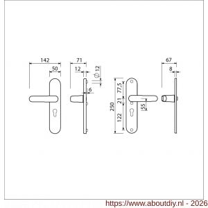 Ami VHB 250/50/1-378 veiligheids Rotaveer kruk-kruk langschildgarnituur SKG*** ovaal VHB 378 Rota 250/50/1 profielcilinder PC 55 F1 deurdikte 38-42 mm - A10901215 - afbeelding 2