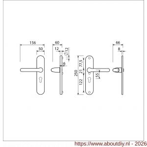 Ami VHB 250/50/1-386 veiligheids Rotaveer kruk-kruk langschildgarnituur SKG*** ovaal VHB 386 Rota 250/50/1 profielcilinder PC 55 F1 deurdikte 53-57 mm mm - A10901223 - afbeelding 2