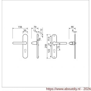 Ami VHB 250/50/1-386 veiligheids Rotaveer kruk-kruk langschildgarnituur SKG*** ovaal VHB 386 Rota 250/50/1 profielcilinder PC 72 F1 deurdikte 53-57 mm - A10901225 - afbeelding 2