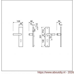 Ami VHB 251/50 veiligheidslangschild SKG*** VHB 251/50 buiten en binnen profielcilinder PC 72 deurkruk 332 F2 deurdikte 38-42 mm - A10901452 - afbeelding 2