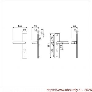 Ami VHB 251/50 veiligheidslangschild SKG*** VHB 356 vastdraaibaar 251/50 buiten en binnen profielcilinder PC 72 F1 deurdikte 38-42 mm - A10901418 - afbeelding 2