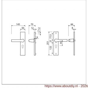 Ami VHB 251/50-379 veiligheids Rotaveer kruk-kruk langschildgarnituur SKG*** VHB deurkruk 379 Rota 251/50 profielcilinder PC 55 F1 en deurkruk 379 Rota 251/50 profielcilinder PC 55 deurdikte 38-42 mm - A10900928 - afbeelding 2