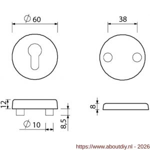 Ami VHB rond rozet veiligheidsrozet SKG*** VHB rozet rond buiten profielcilinder PC en binnen blind F1 deurdikte 38-42 mm - A10901539 - afbeelding 2