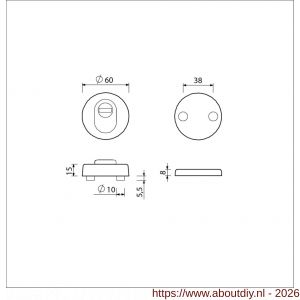 Ami VHB rond rozet KT veiligheidsrozet SKG*** VHB rozet rond buiten 15 mm KT en binnen blind F1 deurdikte 38-42 mm - A10901550 - afbeelding 2