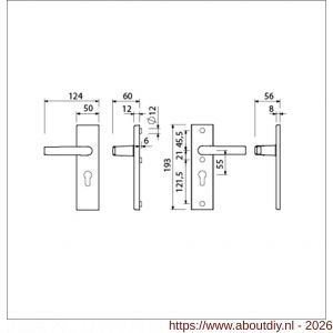 Ami VHB 193/50 veiligheidskortschild SKG*** VHB 193/50 buiten en binnen profielcilinder PC 55 met deurkruk 332 F1 deurdikte 38-42 mm - A10901346 - afbeelding 2