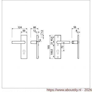 Ami VHB 193/50 veiligheidskortschild SKG*** VHB 193/50 buiten en binnen profielcilinder PC 72 en deurkruk 332 F1 deurdikte 38-42 mm - A10901349 - afbeelding 2