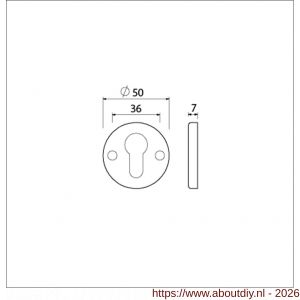 Ami 3 RH rond cilinderrozet aluminium rondhoek profielrond cilinder PC F1 - A10900452 - afbeelding 2