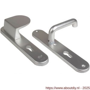Ami VHB 250/50/1-90/83 veiligheidsvoordeur-duwerlangschildgarnituur SKG*** Archi Design ovaal VHB 250/50/1 profielcilinder PC 55 deurduwer 90/83 rechts en zonder deurkruk Irox deurdikte 38-42 mm - A10901028 - afbeelding 1