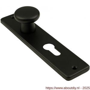 Ami 180/41 RH knopkortschild aluminium rondhoek knop 160/40 vast kortschild 180/41 RH sleutelgat SLG 56 zwart RAL 9005 structuur finish - A10900734 - afbeelding 1