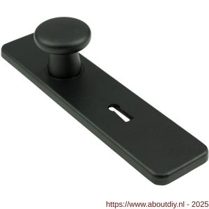 Ami 185/44 Klik knopkortschild aluminium knop 160/40 vast kortschild 185/44 Klik sleutelgat SLG 56 zwart RAL 9005 structuur finish - A10900741 - afbeelding 1