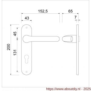 Ami 200/1/7-386 kruk-kruk garnituur deurkruk 386 Rota langschild 200/1/7 profielcilinder PC 55 Irox Archi Design - A10900108 - afbeelding 4