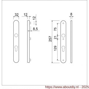 Ami VHB 257/32/2 veiligheidssmalschild SKG** Archi Design ovaal VHB 257/32/2 buiten en binnen profielcilinder PC 92 Irox deurdikte 53-57 mm - A10901607 - afbeelding 4