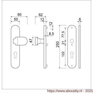 Ami VHB 250/50/1-145-378 veiligheids Rotaveer knop-kruk langschildgarnituur SKG*** ovaal VHB Varo knop 145 250/50/1 buiten en binnen profielcilinder PC 72 en deurkruk 378 Rota F1 deurdikte 53-57 mm - A10901049 - afbeelding 4