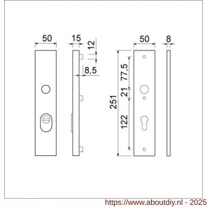Ami VHB 251/15 KT veiligheidslangschild SKG*** kerntrekbeveiliging VHB 251/50/15 buiten KT 72 binnen profielcilinder PC 72 F1 deurdikte 38-42 mm - A10901510 - afbeelding 4