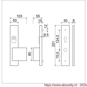 Ami VHB 251/15-90/80 KT senioren veiligheidsvoordeur-duwerlangschildgarnituur SKG*** kerntrekbeveiliging omkeer VHB 251/50/15 KT 72 omkeer deurduwer 90/80 rechts en deurkruk 332 profielcilinder PC 72 omkeer F1 deurdikte 53-57 mm - A10901187 - afbeelding 4