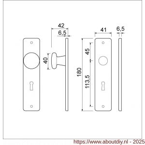 Ami 180/41 RH kortschild aluminium rondhoek zonder krukgat profielcilinder PC 55 F2 - A10900572 - afbeelding 4