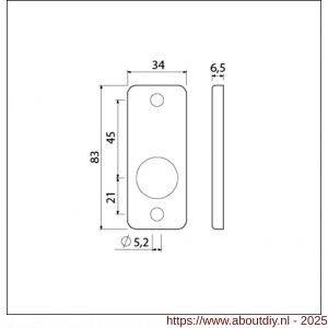 Ami 4 RH sleutelrozet aluminium rechthoek sleutelgat SLG zwart - A10900485 - afbeelding 4