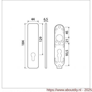 Ami 185/44 Klik kortschild aluminium zonder krukgat profielcilinder PC 72 F1 - A10900597 - afbeelding 2
