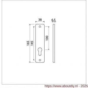 Ami 165/4 RH kortschild aluminium rondhoek zonder krukgat profielcilinder PC 55 F1 - A10900510 - afbeelding 2