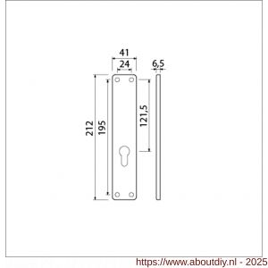 Ami 212/41 RH langschild aluminium rondhoek zonder krukgat profielcilinder PC 55 F1 - A10900636 - afbeelding 2