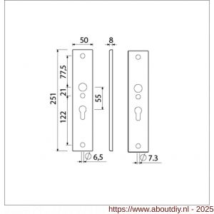 Ami 251/50/8 langschild aluminium profielcilinder PC 55 F1 R6,5/R7,3 - A10900683 - afbeelding 2