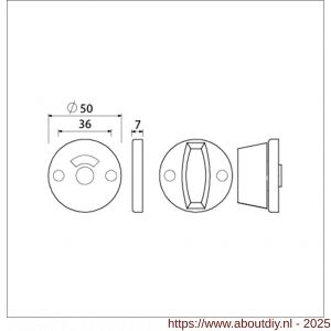 Ami 3 RH vrij- en bezetrozet aluminium rond toilet- en badkamersluiting WC 5 mm F1 - A10900496 - afbeelding 2