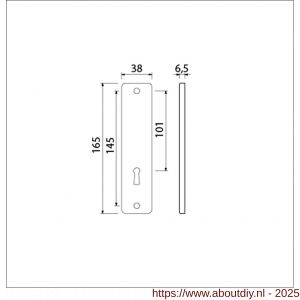 Ami 165/4 RH kortschild aluminium rondhoek zonder krukgat sleutelgat SLG 56 F2 - A10900519 - afbeelding 2