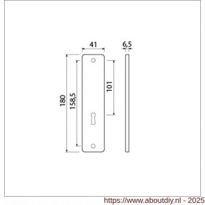 Ami 180/41 RH kortschild aluminium rondhoek zonder krukgat sleutelgat SLG 56 F2 - A10900571 - afbeelding 2