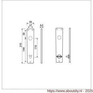Ami 218/3 RH langschild aluminium rondhoek toilet- en badkamersluiting WC 218/3 RH 8x110 mm F2 - A10900669 - afbeelding 2