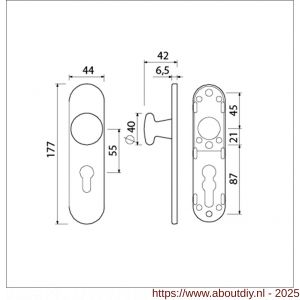 Ami 177/1 Klik knopkortschild aluminium knop 160/40 vast kortschild 177/1 profielcilinder PC 55 Klik F1 - A10900718 - afbeelding 2