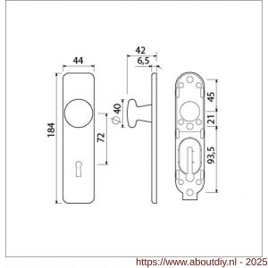 Ami 185/44 Klik knopkortschild aluminium knop 160/40 vast kortschild 185/44 Klik sleutelgat SLG 72 F1 - A10900738 - afbeelding 2