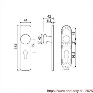 Ami 185/44 Klik knopkortschild aluminium knop 160/40 vast kortschild 185/44 Klik profielcilinder PC 55 F1 - A10900739 - afbeelding 2
