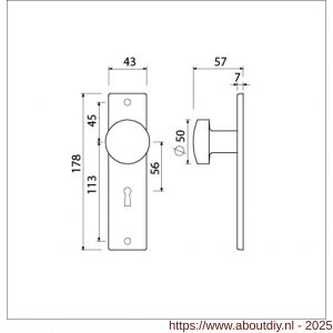 Ami 178/43 knopkortschild aluminium knop 169/50 vast kortschild 178/43 sleutelgat SLG 56 F1 - A10900721 - afbeelding 2