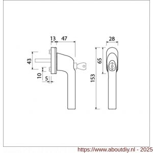 Ami VHB 822 draai-kiep raamgreep SKG** 7x35 mm wit RAL 9001 ovaal - A10901752 - afbeelding 2