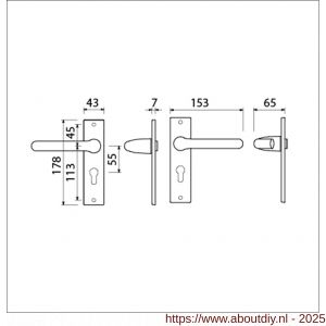 Ami KS 178/43-386 kruk-kruk garnituur deurkruk 386 Rota kortschild 178/43 profielcilinder PC 55 F1 deurdikte 38-42 mm - A10900113 - afbeelding 2