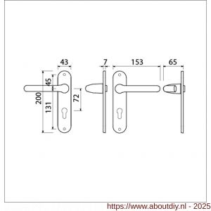 Ami LS 200/1/7-386 kruk-kruk garnituur deurkruk 386 Rota langschild 200/1/7 profielcilinder PC 72 F1 deurdikte 38-42 mm - A10900129 - afbeelding 2