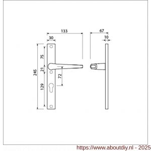 Ami 245/30-357 smalschild-kruk-kruk garnituur deurkruk 357 vastdraaibaar 245/30 profielcilinder PC 72 R6,5 F1 - A10900139 - afbeelding 2