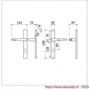 Ami 245/30-357 smalschild-kruk-kruk garnituur deurkruk 357 vastdraaibaar 245/30 profielcilinder PC 87 M5/R6,5 F1 deurdikte 53-57 mm - A10900148 - afbeelding 2