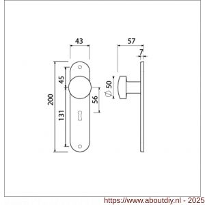Ami 200/1/7 knoplangschild Archi Design knop 169/50 vast langschild 200/1/7 sleutelgat SLG 56 Irox Archi Design - A10900765 - afbeelding 2