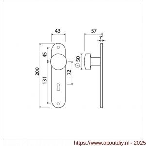 Ami 200/1/7 knoplangschild Archi Design knop 169/50 vast langschild 200/1/7 sleutelgat SLG 72 Irox Archi Design - A10900766 - afbeelding 2