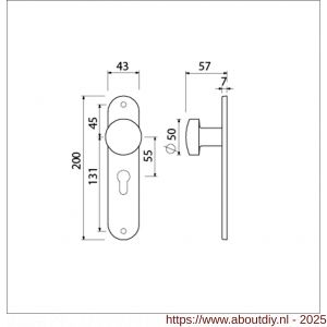 Ami 200/1/7 knoplangschild Archi Design knop 169/50 vast langschild 200/1/7 profielcilinder PC 55 Irox Archi Design - A10900767 - afbeelding 2
