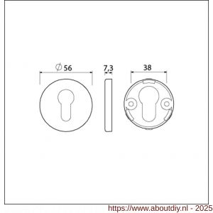 Ami Klik rond cilinderrozet Archi Design profielcilinder PC Irox RVS look - A10900467 - afbeelding 2