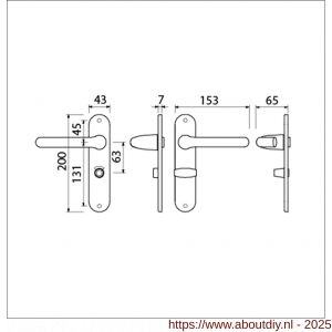 Ami 200/1/7-386 kruk-kruk garnituur deurkruk 386 Rota langschild 200/1/7 toilet- en badkamersluiting WC 8/63 Irox Archi Design deurdikte 38-42 mm - A10900104 - afbeelding 2