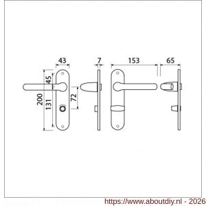 Ami 200/1/7-386 kruk-kruk garnituur deurkruk 386 Rota langschild 200/1/7 toilet- en badkamersluiting WC 8/72 Irox Archi Design deurdikte 38-42 mm - A10900105 - afbeelding 2