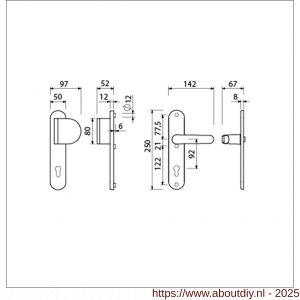 Ami VHB 250/50/1-90/83-378 veiligheids Rotaveer duwer-kruk langschildgarnituur SKG*** Archi Design ovaal VHB 250/50/1 profielcilinder PC 92 deurduwer 90/83 rechts en deurkruk 378 Rota Irox deurdikte 38-42 mm - A10900955 - afbeelding 2