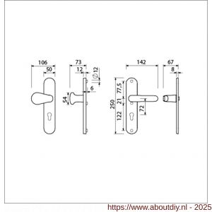 Ami VHB 250/50/1-173-378 veiligheids Rotaveer knop-kruk langschildgarnituur SKG*** ovaal VHB Varo knop 173 250/50/1 buiten en binnen profielcilinder PC 92 en deurkruk 378 Rota Irox deurdikte 38-42 mm - A10901292 - afbeelding 2