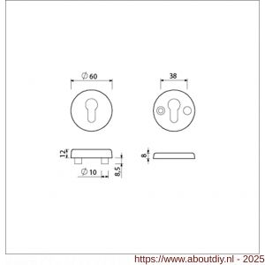 Ami VHB rond rozet veiligheidsrozet SKG*** Archi Design VHB rondrozet buiten en binnen profielcilinder PC Irox deurdikte 38-42 mm - A10901542 - afbeelding 1