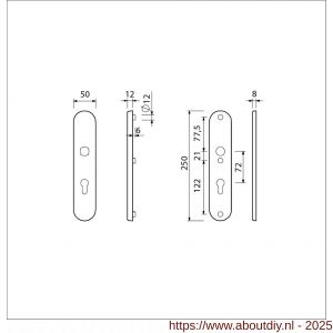 Ami VHB 250/50/1 veiligheidslangschild SKG*** Archi Design ovaal VHB 250/50/1 buiten en binnen profielcilinder PC 72 Irox deurdikte 38-42 mm - A10901391 - afbeelding 2