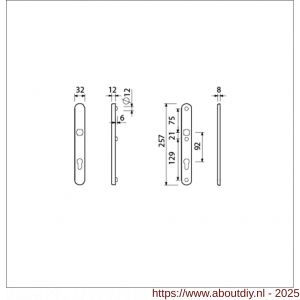 Ami VHB 257/32/2 veiligheidssmalschild SKG** Archi Design ovaal VHB 257/32/2 buiten en binnen profielcilinder PC 92 Irox deurdikte 53-57 mm - A10901607 - afbeelding 2
